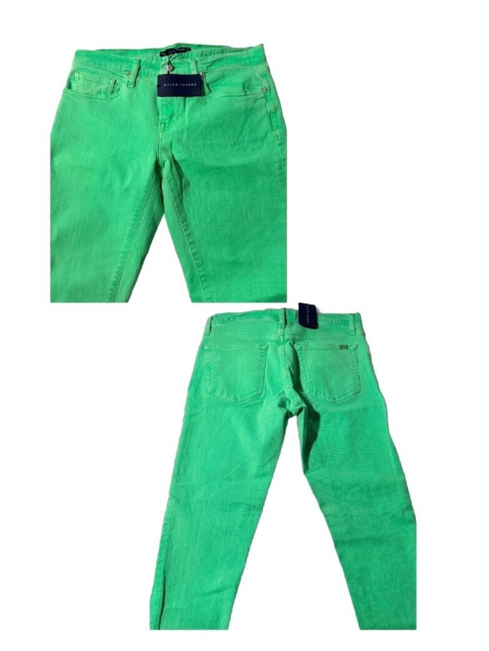 Ralph Lauren Womens Apple Green Premier Skinny Crop Denim Jeans Size